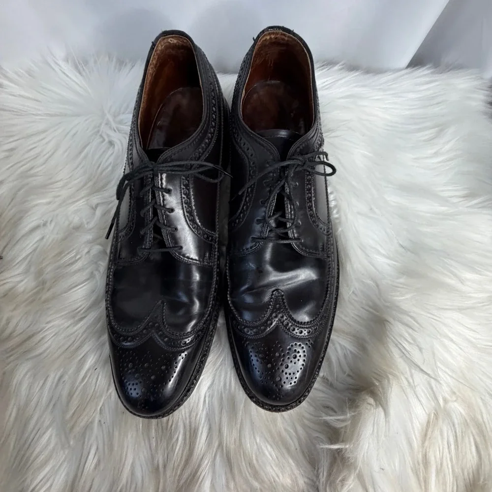 Freeman 60's Bookmaker Guild Black Leather Wingtip Brogue Oxford Dress Shoe 10.5